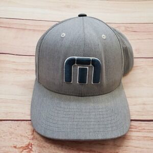 Travis‎ Mathew Hat Cap Mens Gray Navy Blue Embroidered Golf Mesh Trucker